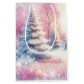 Pink Winter Wonderland Weihnachten Mittlere Geschenktüte (Vorderseite)