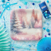 Pink Winter Wonderland Weihnachten Pappteller (Party)