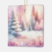Pink Winter Wonderland Weihnachten Personalisiert Keramikornament (Links)