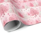 Pink Winter Wonderland Wrapping Paper Geschenkpapier (Rolleneckpunkt)