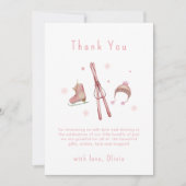 Pink Winter Woodland Après Bébé Ski Baby Shower  Dankeskarte (Vorderseite)