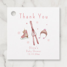 Pink Winter Woodland Après Bébé Ski Baby Shower  Geschenkanhänger