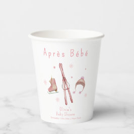 Pink Winter Woodland Après Bébé Ski Baby Shower Pappbecher