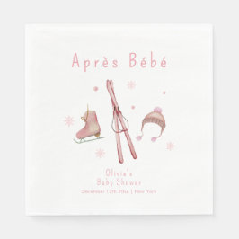 Pink Winter Woodland Après Bébé Ski Baby Shower  Serviette