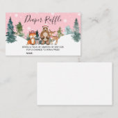 Pink Winter Woodland Babydusche Windelwanne Raffel Visitenkarte (Vorne/Hinten)
