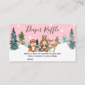 Pink Winter Woodland Babydusche Windelwanne Raffel Visitenkarte (Vorderseite)