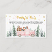 Pink Winter Woodland Kinderduschbücher für Baby Visitenkarte (Vorderseite)