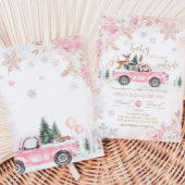 Pink Winter Woodland Truck Kinderdusche Einladung