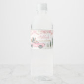 Pink Winter Woodland Truck Kinderdusche Wasserflaschenetikett (Vorderseite)