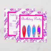 PINK WIPE OUT BIRTHDAY PARTY EINLADUNG (Vorne/Hinten)