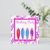 PINK WIPE OUT BIRTHDAY PARTY EINLADUNG (Stehend Vorderseite)