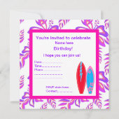 PINK WIPE OUT BIRTHDAY PARTY EINLADUNG (Rückseite)
