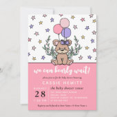 Pink wir können frühzeitig abwarten Mädchen Dusche Einladung (Vorderseite)