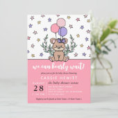 Pink wir können frühzeitig abwarten Mädchen Dusche Einladung (Stehend Vorderseite)