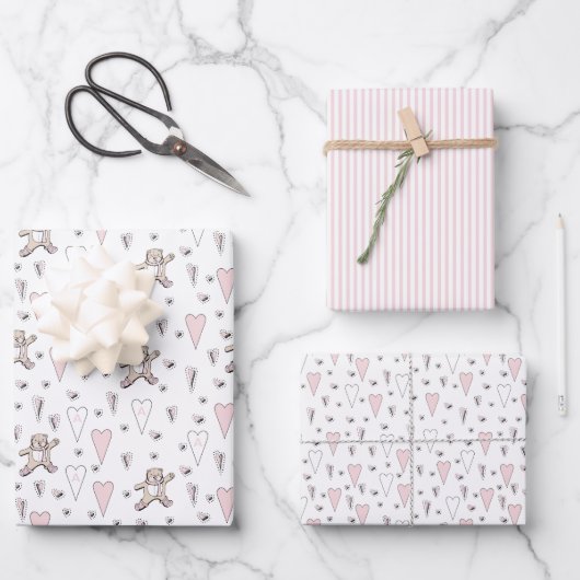 Pink wir können frühzeitig abwarten Teddy Bear Bab Geschenkpapier Set (Vorderseite)