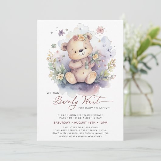 Pink wir können frühzeitig auf Niedliche Girl-Baby Einladung (Stehend Vorderseite)