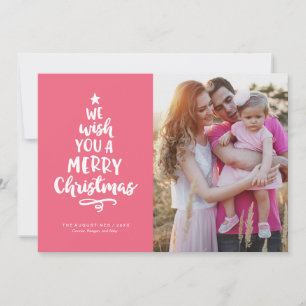 Pink Wir wünschen Ihnen eine frohe Weihnachts-Foto Feiertagskarte