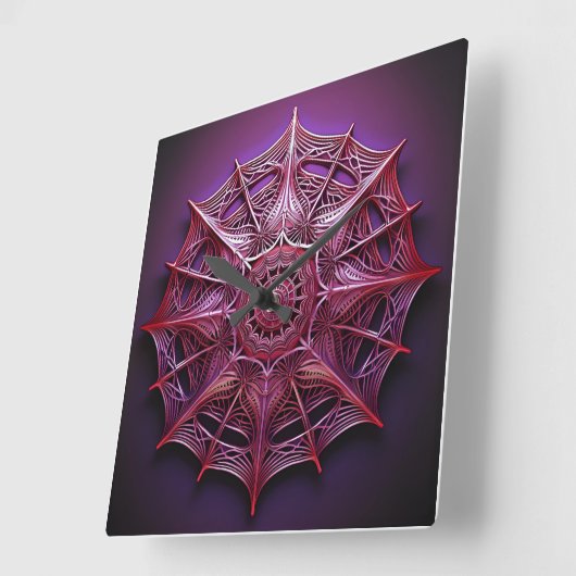 Pink Wireframe Mandelbrot Quadratische Wanduhr (Winkel)