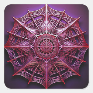 Pink Wireframe Mandelbrot Quadratischer Aufkleber