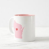 Pink Wisconsin Hochzeitstag Zweifarbige Tasse (Vorderseite Links)