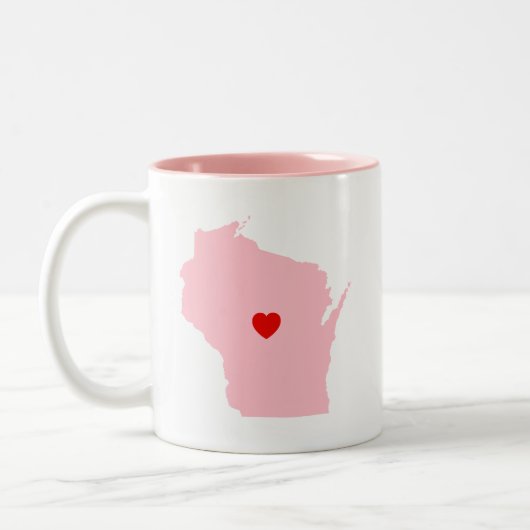 Pink Wisconsin Hochzeitstag Zweifarbige Tasse (Links)