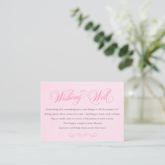 Pink Wishing Well Insert Card Wedding / Dusche (Stehend Vorderseite)