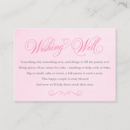 Pink Wishing Well Insert Card Wedding / Dusche (Vorderseite)