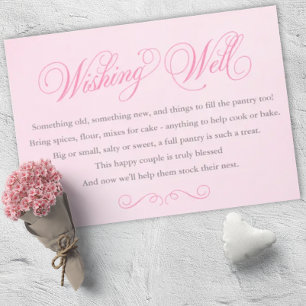 Pink Wishing Well Insert Card Wedding / Dusche