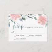 Pink Wispy Floral Elegante Hochzeitsstimmung UAWG RSVP Karte (Vorne/Hinten)