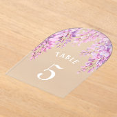 Pink Wisteria Baptism Acrylic Table Number Acryleinladungen (Ablage )