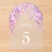 Pink Wisteria Baptism Acrylic Table Number Acryleinladungen (Vorderseite)