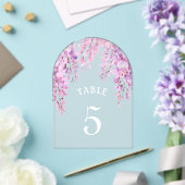 Pink Wisteria Baptism Acrylic Table Number Acryleinladungen (Insitu (Hochzeit))