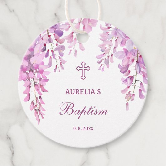 Pink Wisteria Baptism Geschenkanhänger (Vorderseite)
