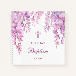 Pink Wisteria Baptism Guest Book Notizblock