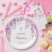 Pink Wisteria Baptism Pappteller (Party)