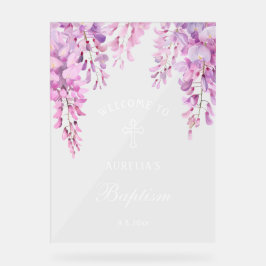 Pink Wisteria Baptism Welcome Acrylschild