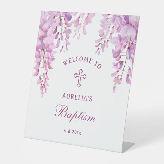 Pink Wisteria Baptism Welcome Sockelschild (Vorderseite)