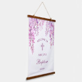 Pink Wisteria Baptism Welcome Wandteppich Mit Holzrahmen (Gewinkelt)