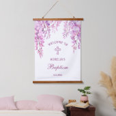 Pink Wisteria Baptism Welcome Wandteppich Mit Holzrahmen (Schlafzimmer)