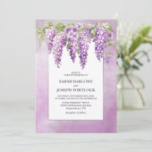 Pink Wisteria Floral Wedding Einladung (Stehend Vorderseite)