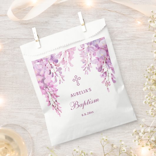 Pink Wisteria Taufe Geschenktütchen (Ausgeschnitten)