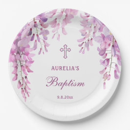 Pink Wisteria Taufe Pappteller