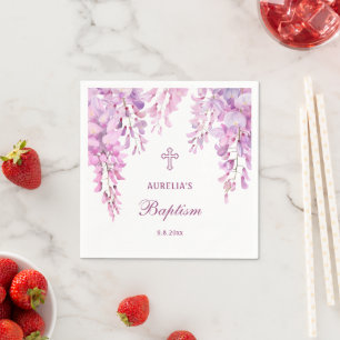 Pink Wisteria Taufe Serviette