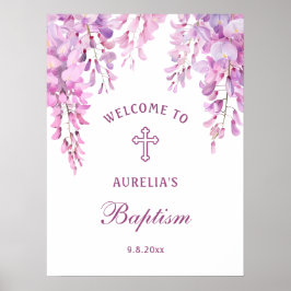 Pink Wisteria Taufe Willkommensposter Poster