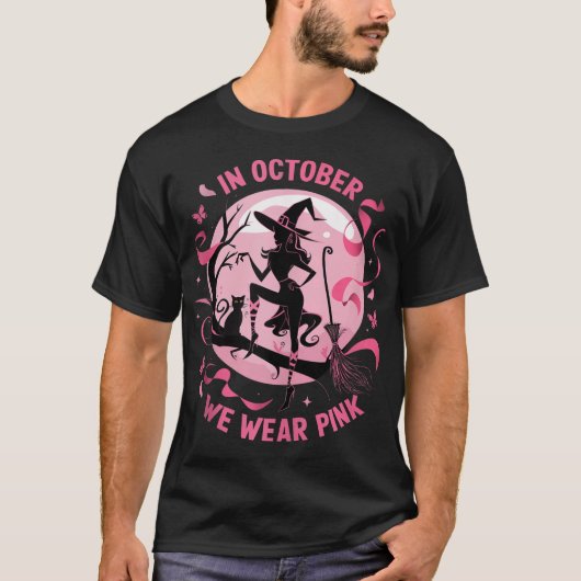 Pink Witch Halloween Costume Breast Cancer  T-Shirt (Vorderseite)