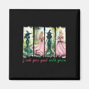 Pink Witch passt gut zu grüner Halloween-Hexen-Fra Magnet
