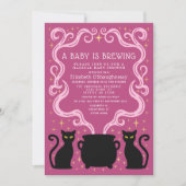 Pink Witchy Baby is Brewing Girl Baby Shower Einladung (Vorderseite)