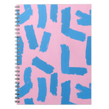 Pink with Blue Brushstroke Pattern
