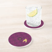 Pink with Gold Houndstooth Sandstone Coaster Getränkeuntersetzer (Seite)