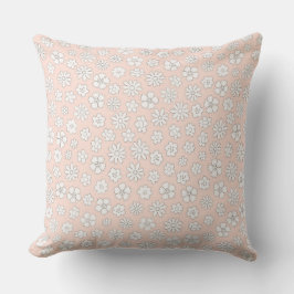 Pink with White Daisies Throw Pillow Kissen